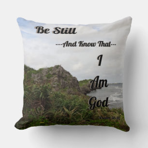 Psalm 46:10 Scenic Bible Verse Throw Pillow