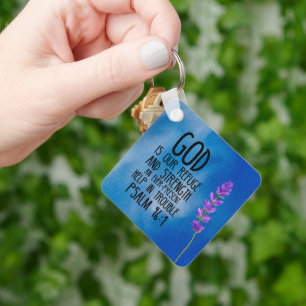 Psalm 46:1 Christian Bible Verse Art Keychain