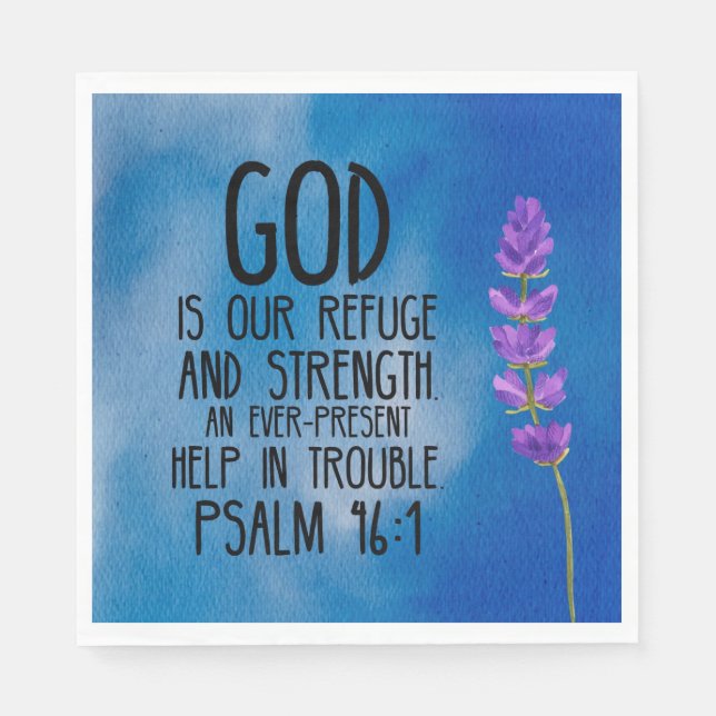Psalm 46:1 Christian Bible Verse Art Napkins (Front)