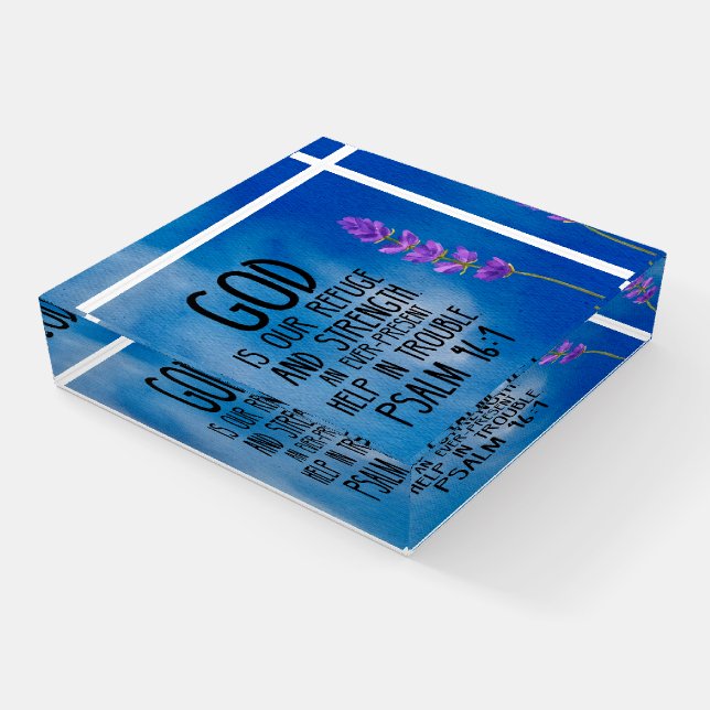 Psalm 46:1 Christian Bible Verse Art Paperweight (Angled)