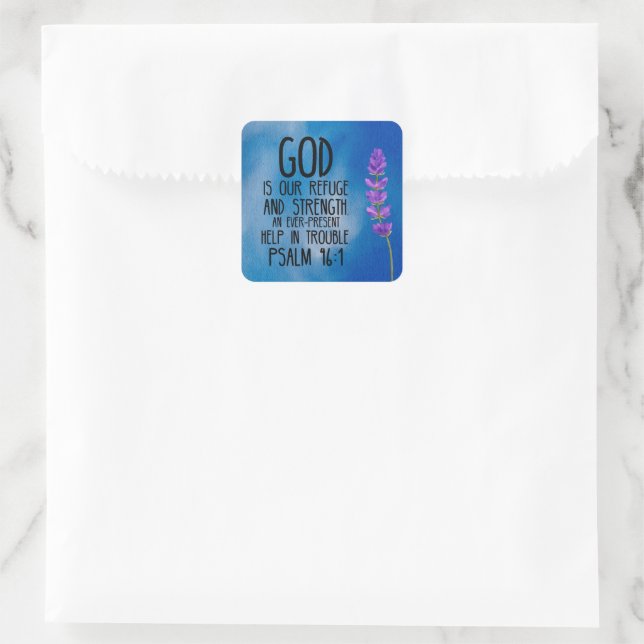 Psalm 46:1 Christian Bible Verse Art Square Sticker (Bag)