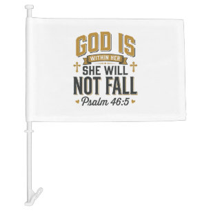Psalm 46_5 Christian Typography Vector Car Flag