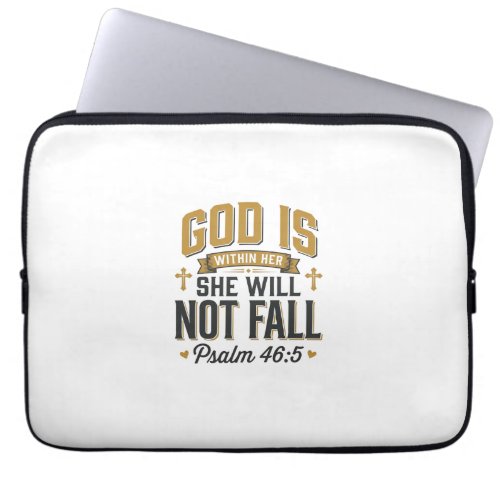 Psalm 46_5 Christian Typography Vector Laptop Sleeve