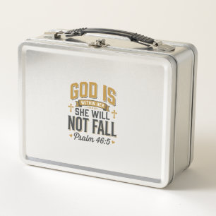 Psalm 46_5 Christian Typography Vector Metal Lunch Box