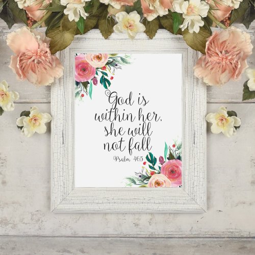 Psalm 465 God is within her Girl Bible Scripture Poster
