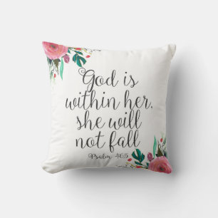 Psalm 46:5 God is within her, Girl Bible Scripture Throw Pillow