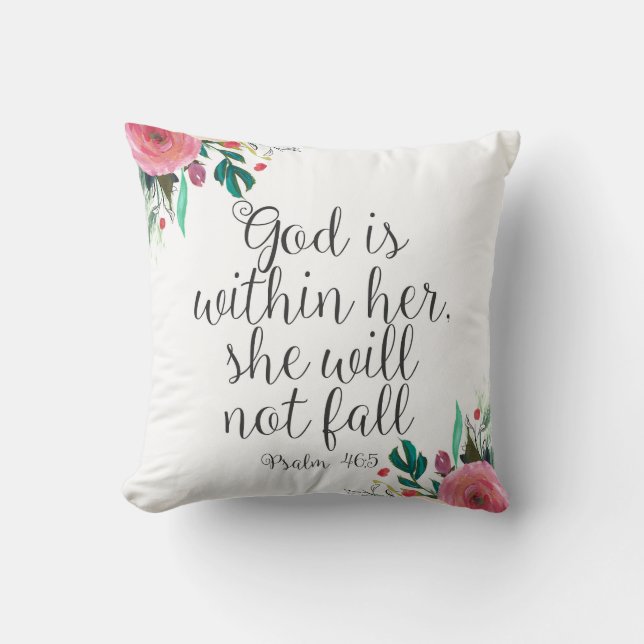 Psalm 46:5 God is within her, Girl Bible Scripture Throw Pillow (Front)