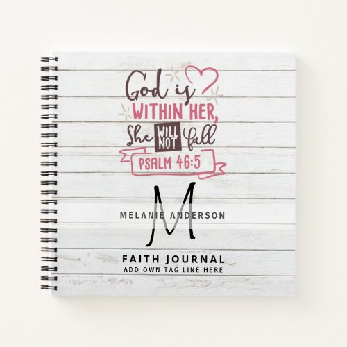 Psalm 465 God is within her she will not fall Notebook