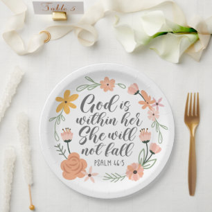 Psalm 46:5 God is within her she will not fall Paper Plates