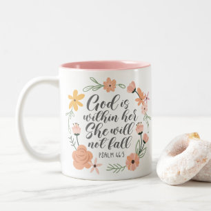 Psalm 46:5 God is within her she will not fall Two-Tone Coffee Mug
