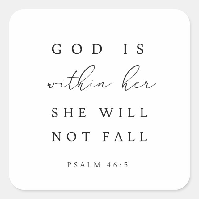 Psalm 46:5 God is within her Square Sticker (Front)