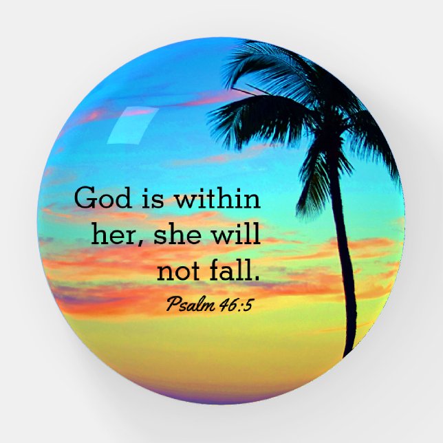 Psalm 46:5 Round Paperweight (Front)