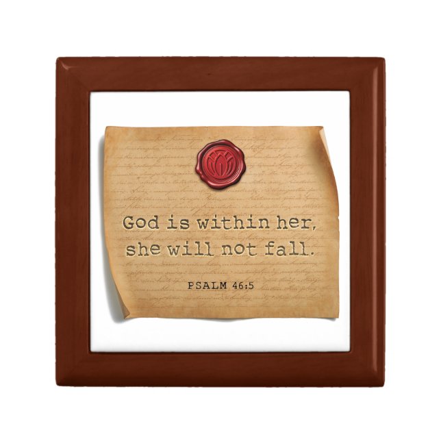Psalm 46:5 Wood Keepsake Box (Front)