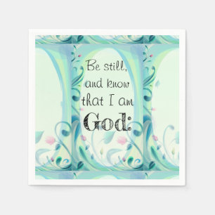 Psalm 46 Be Still Pink Floral Napkins