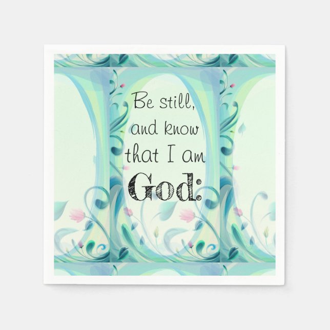 Psalm 46 Be Still Pink Floral Napkins (Front)