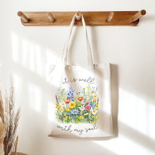 Psalm 46 Bible Christian Wildflower  Tote Bag