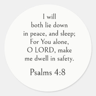Psalm 4:8 Bible Verse, Peaceful Sleep Scripture Classic Round Sticker