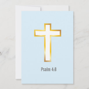 Psalm 4:8 Bible Verse with Gold Foil Cross Card