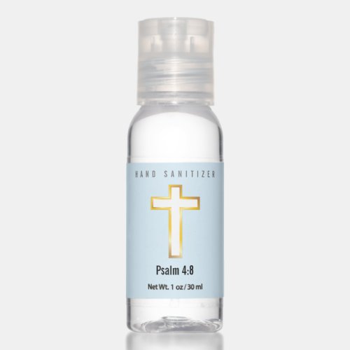 Psalm 48 Bible Verse with Shiny Gold Cross Hand Sanitizer