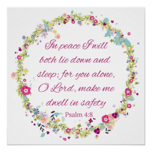 Psalm 48 floral bible verse sleep Christian Poster