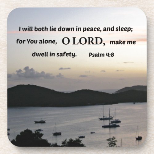 Psalm 48 I will both lie down in peace Drink Coaster