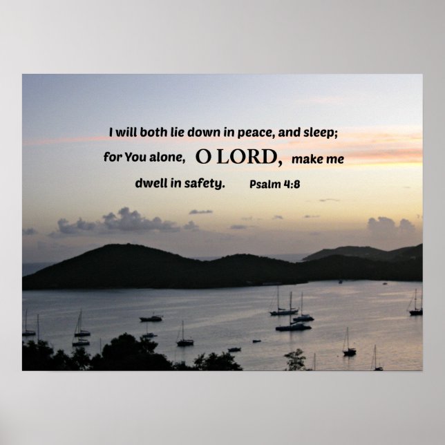 Psalm 4:8 I will both lie down in peace.... Poster (Front)