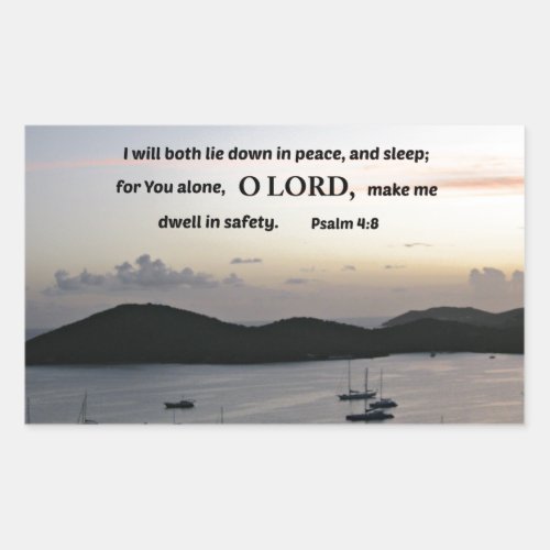 Psalm 48 I will both lie down in peace Rectangular Sticker