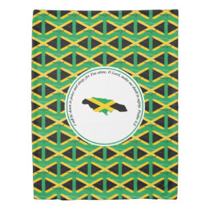 PSALM 4:8 Scripture Customized JAMAICA FLAG MAP Duvet Cover