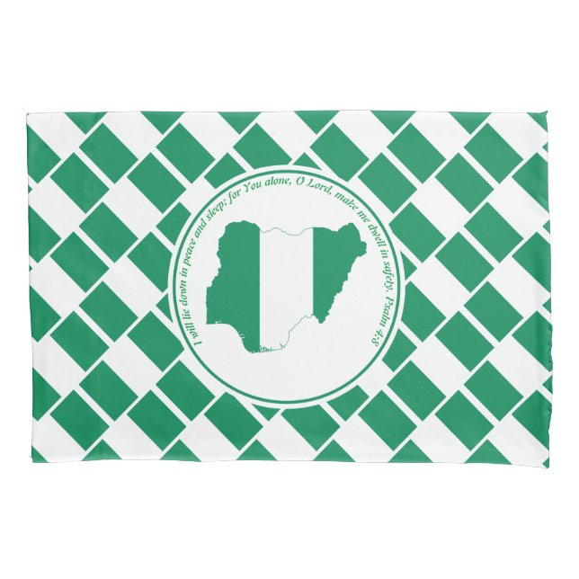 PSALM 4:8 Scripture Customized NIGERIA FLAG Pillow Case (Front)