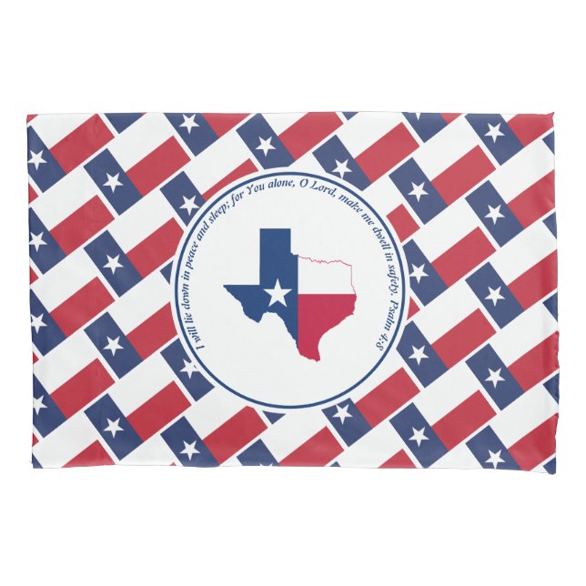 PSALM 4:8 Scripture Customized TEXAS FLAG Pillow Case (Front)
