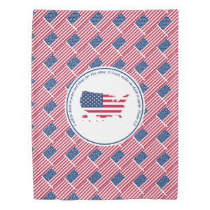 PSALM 4:8 Scripture Customized USA AMERICAN FLAG Duvet Cover