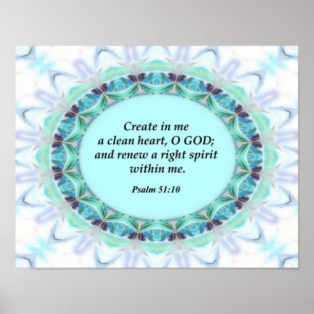Psalm 51:10 Christian Poster (Front)