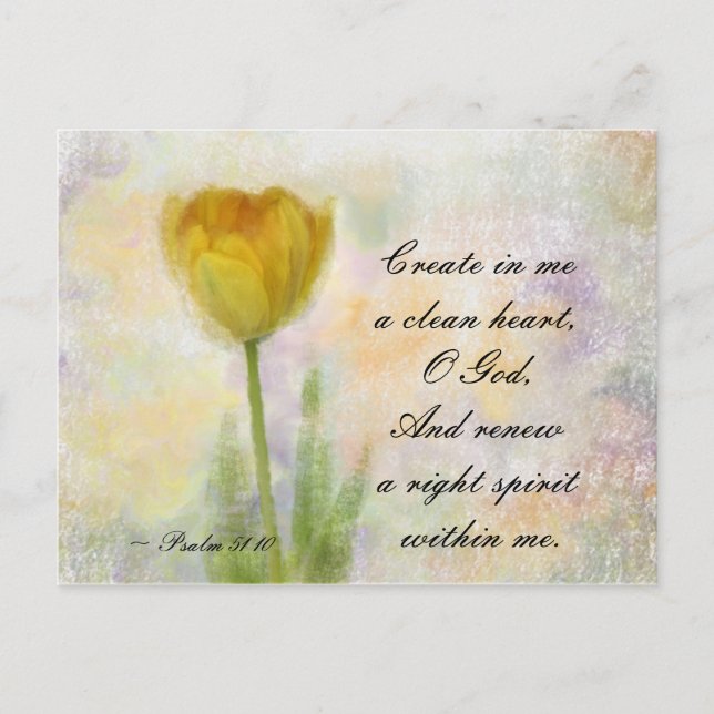Psalm 51:10 Create in me a clean heart O God Postcard (Front)