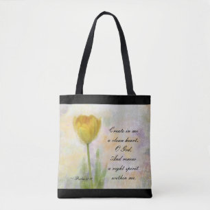 Psalm 51:10 Create in me a clean heart O God Tote Bag