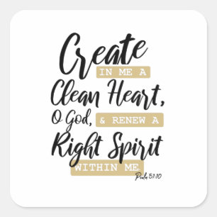 Psalm 51:10 Jesus Christian Bible Verse Square Sticker