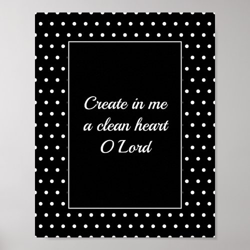 Psalm 51 White Polka Dot Christian Bathroom Poster