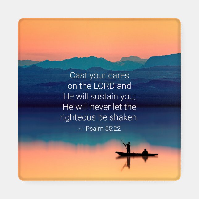 Psalm 55:22 Cast your cares on the LORD Coaster Set (Single)