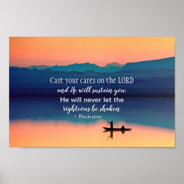 Psalm 55:22 Cast your cares on the LORD Poster (Front)