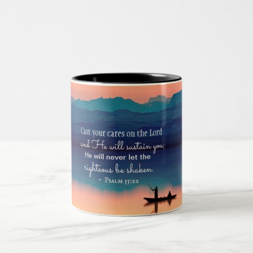 Psalm 5522 Cast your cares on the LORD Two_Tone Coffee Mug