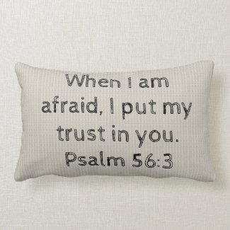 Psalm 56:3 Motivation Beige Black Farmhouse Lumbar Pillow