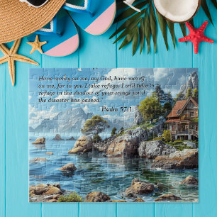Psalm 57:1 Puzzle Coastal Retreat with Scripture
