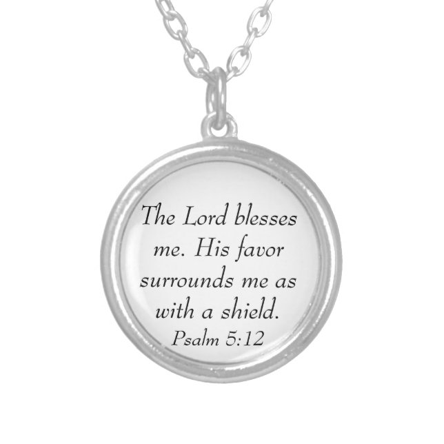 Psalm 5:12 bible verse encouragement necklace (Front)