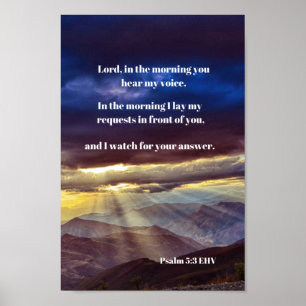 Psalm 5 In The Morning Bible Verse Sunrise Poster
