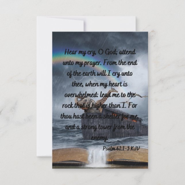 Psalm 61:1-3 KJV Bible Verse Flat Greeting Card (Front)