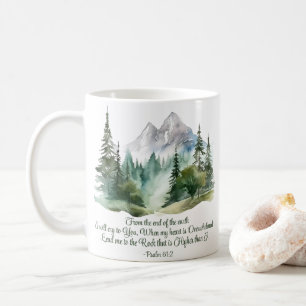 Psalm 61:2 Lead me to the Rock Scripture Mountain Coffee Mug