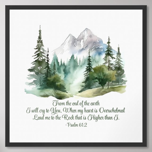 Psalm 61:2 Lead me to the Rock Scripture Mountain Framed Art (Framed Front)