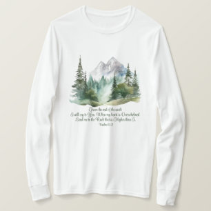 Psalm 61:2 Lead me to the Rock Scripture Mountain T-Shirt