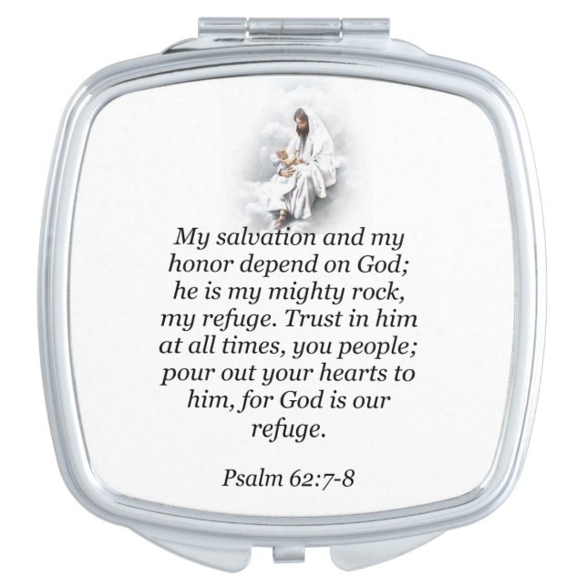 Psalm 62:7-8 Square Compact Mirror (Front)