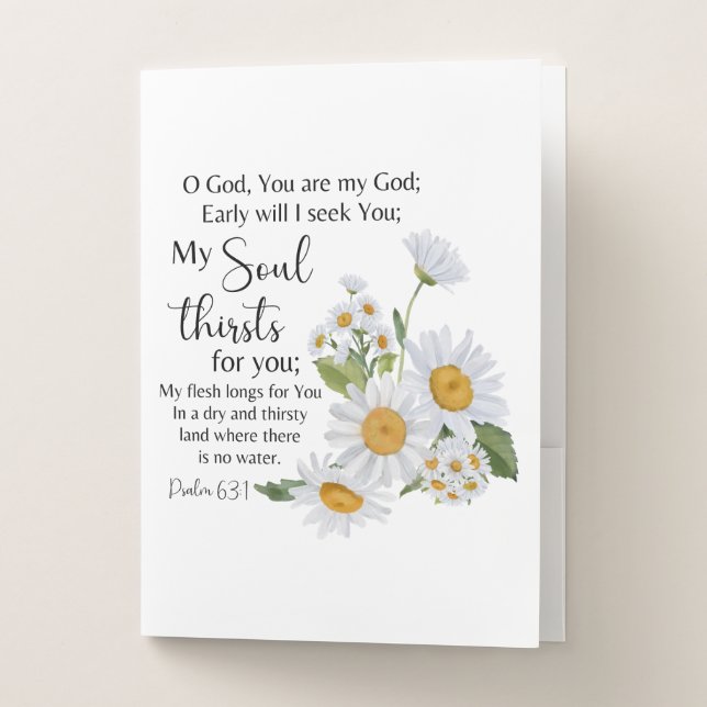 Psalm 63:1 Bible Scripture Chamomile Flowers Pocket Folder (Front)