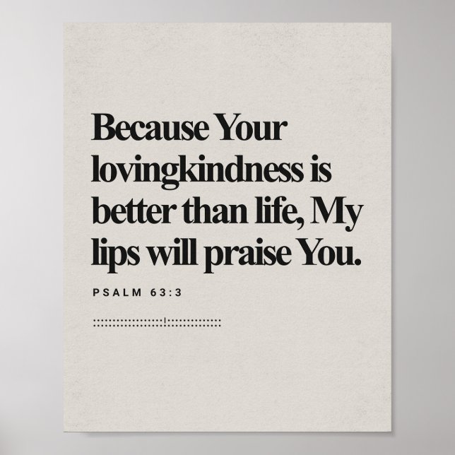 Psalm 63:3 – God's Lovingkindness Scripture Wall Poster (Front)